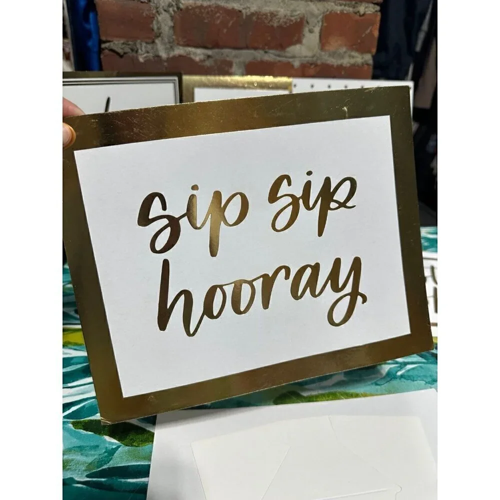 7 Gold Cardboard Party signs